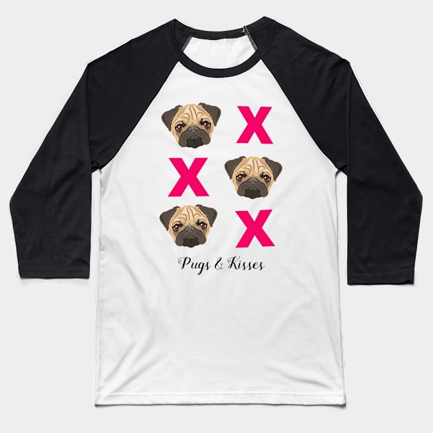 Pugs and Kisses Baseball T-Shirt by giddyaunt